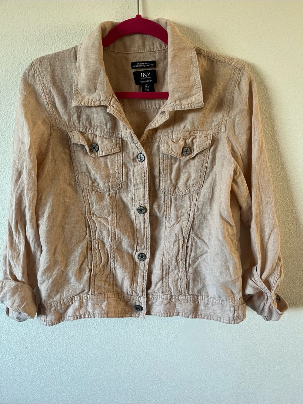 Jones New York Light pink Linen-Blend Jean Jacket